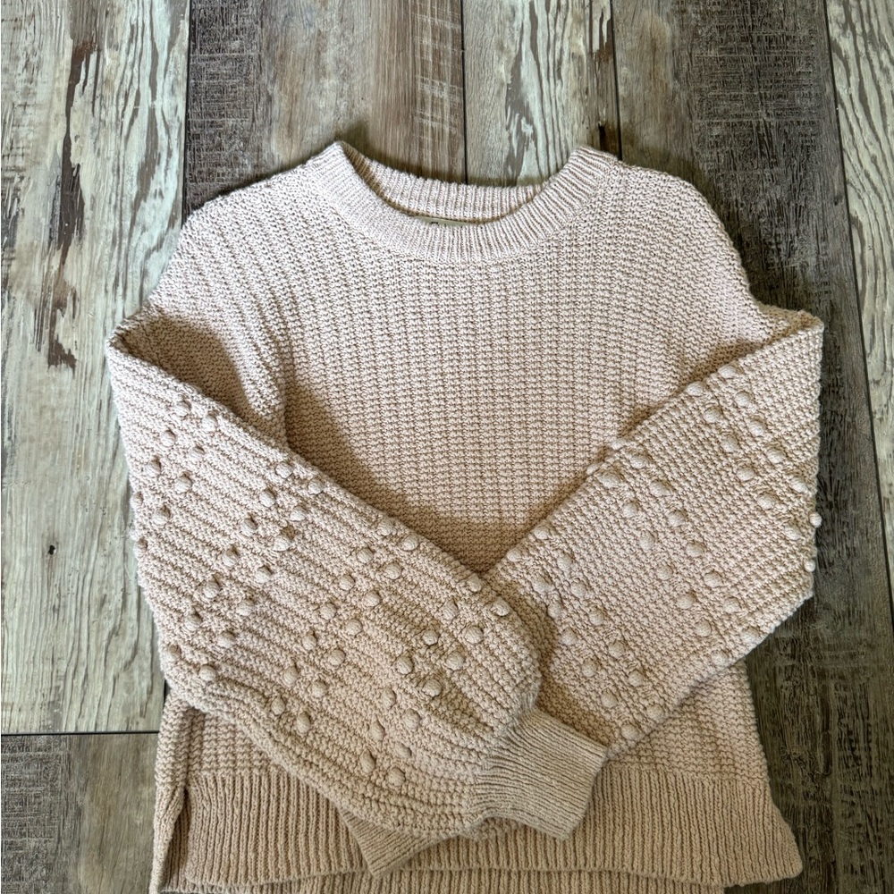 Madewell Cream Bobble-Sleeve Crewneck Sweater